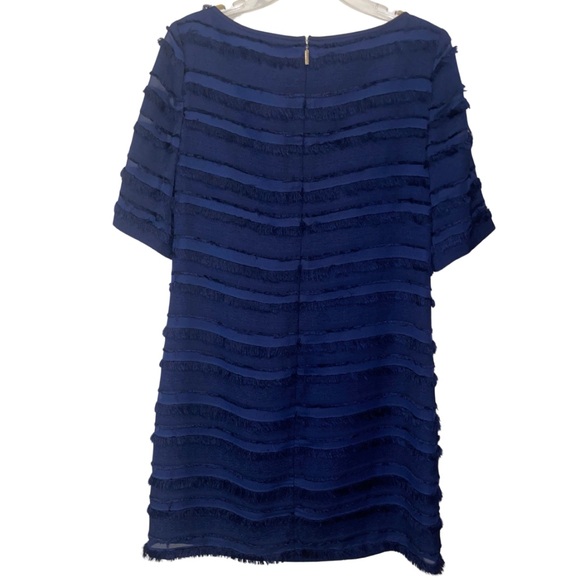 Karl Lagerfeld Dark Blue Fringe Embellished Shift Dress - Picture 3 of 6
